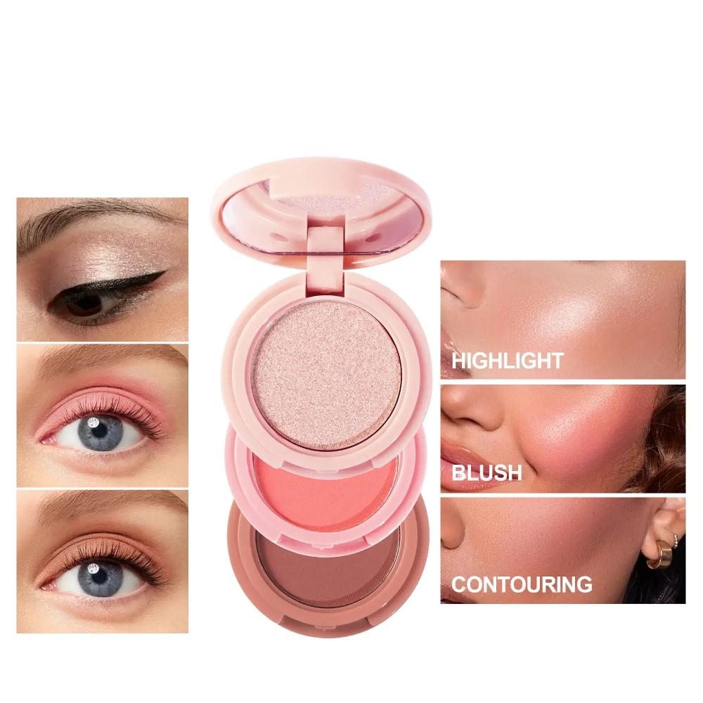 3-in-1 Contouring Highlight Blush Palette