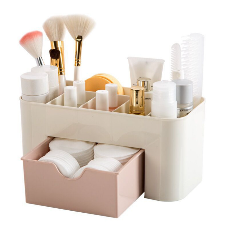 Makeup Storage Box - Double Layer Plastic Makeup Organizer