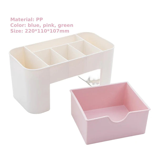 Makeup Storage Box - Double Layer Plastic Makeup Organizer