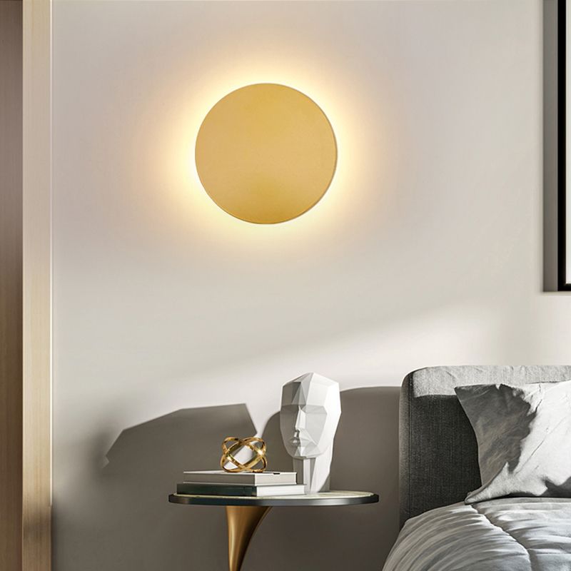 Circular Brushed Steel Wall Lamp for Bedrooms