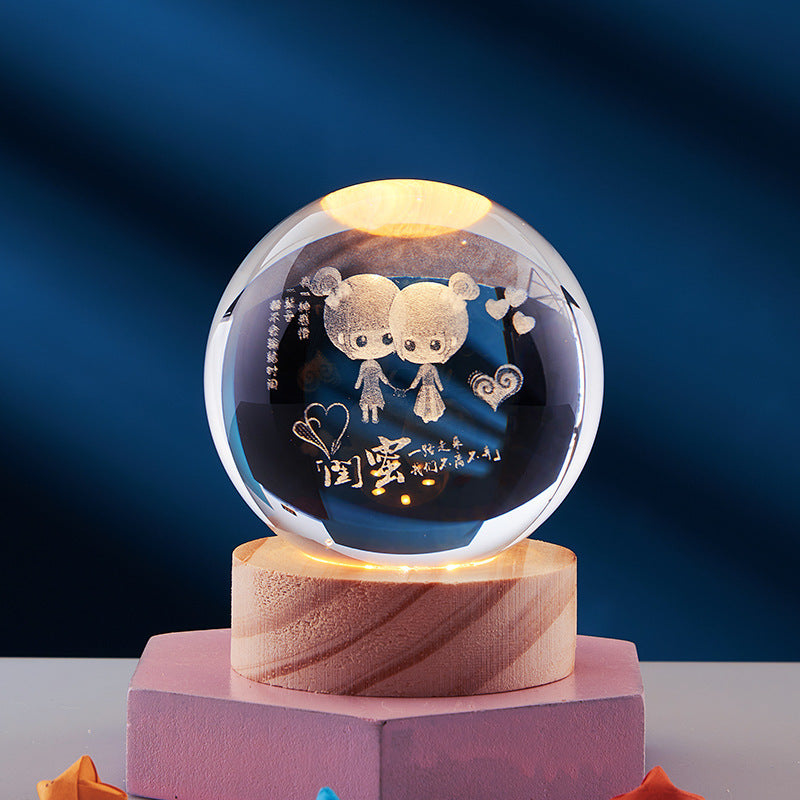 Colorful Crystal Bedroom Night Lamp