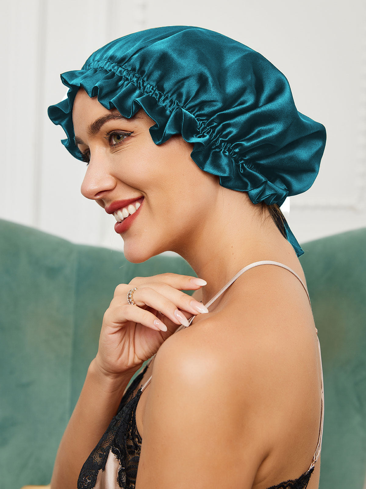 Soft Silk Sleep Cap with Satin Ribbon