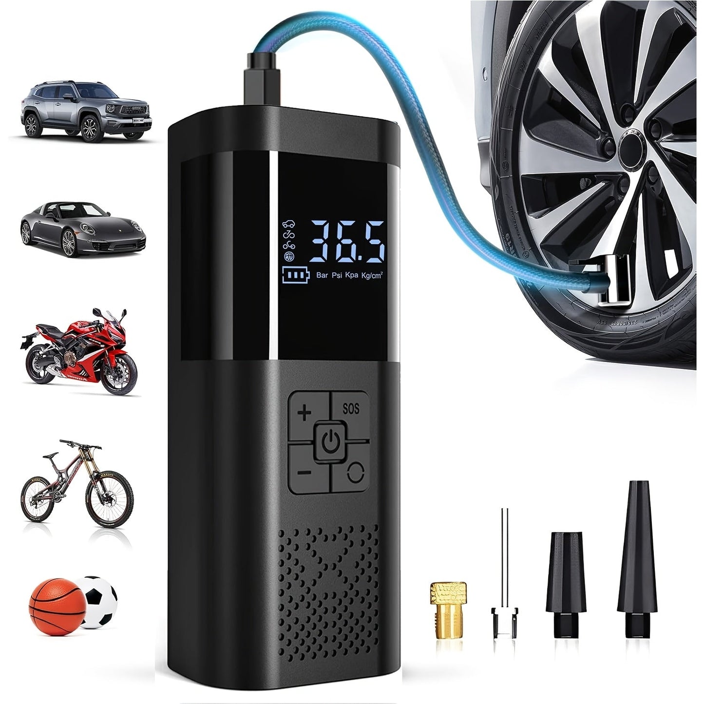 Compact Air Pump with Digital Display and Bright Light - Glamry