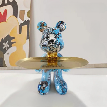 Adorable Bear Figurine Serving Tray