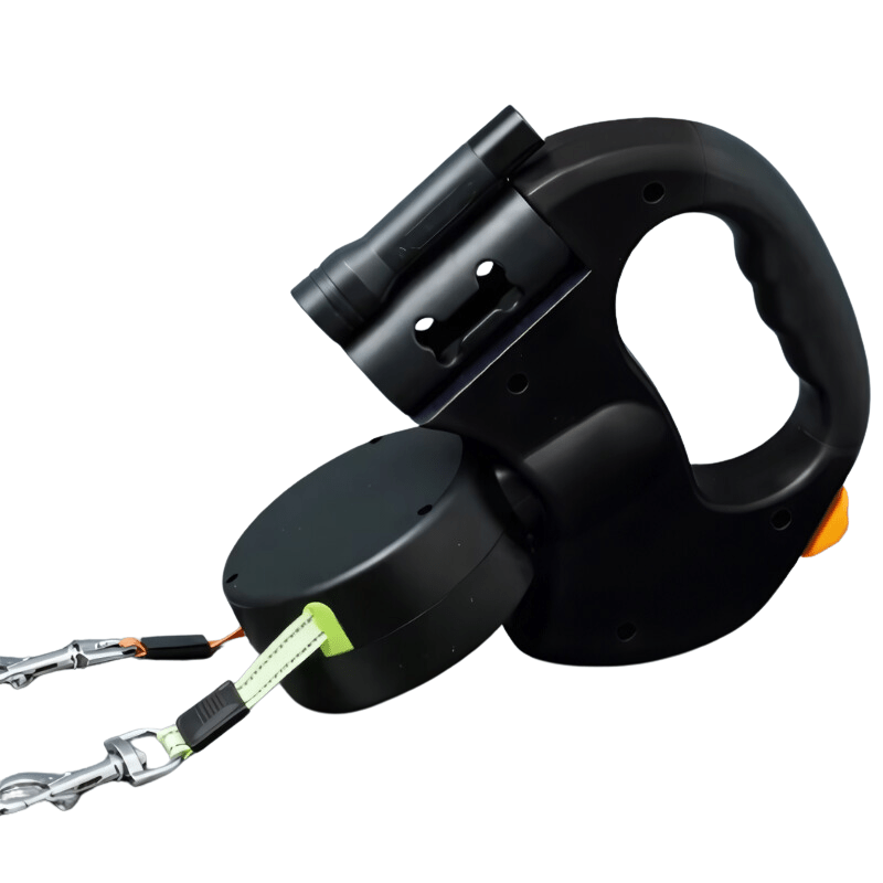 Durable Dual Dog Leash with LED Flashlight, 360° Swivel