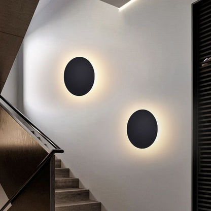 Circular Brushed Steel Wall Lamp for Bedrooms