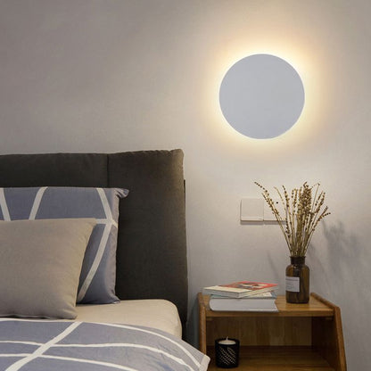 Circular Brushed Steel Wall Lamp for Bedrooms