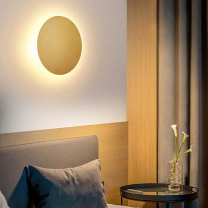 Circular Brushed Steel Wall Lamp for Bedrooms