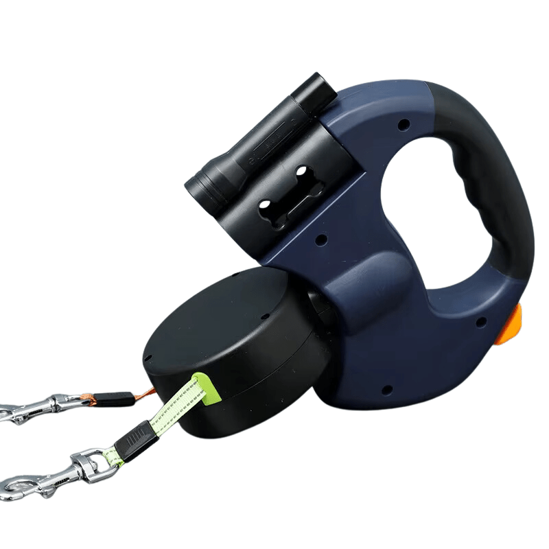 Durable Dual Dog Leash with LED Flashlight, 360° Swivel