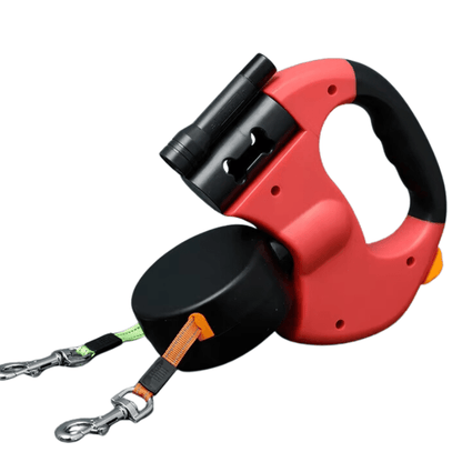 Durable Dual Dog Leash with LED Flashlight, 360° Swivel