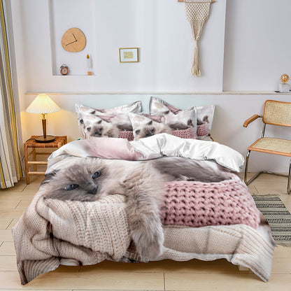 Cute Kitty Themed Bedding Set - Glamry