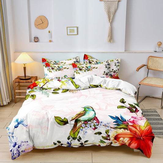 Beautiful Floral Bird Pattern Bedding - Glamry