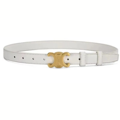 Luxury Leather Belt with Golden Buckle