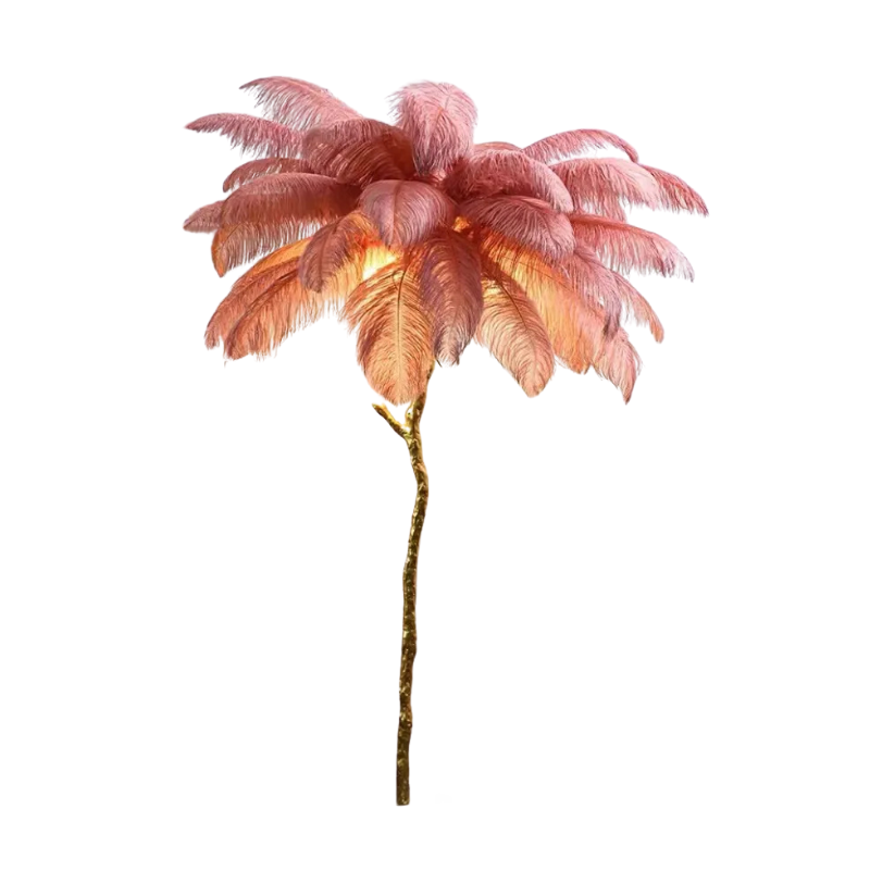 Tall Natural Feather Standing Lamp