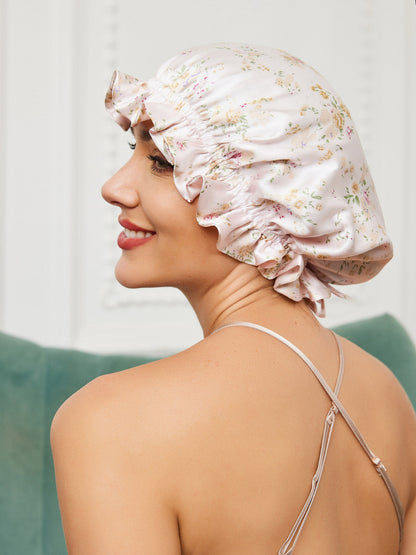Soft Silk Sleep Cap with Satin Ribbon