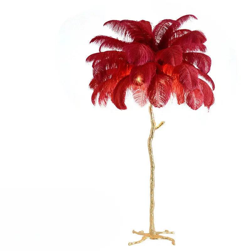 Tall Natural Feather Standing Lamp
