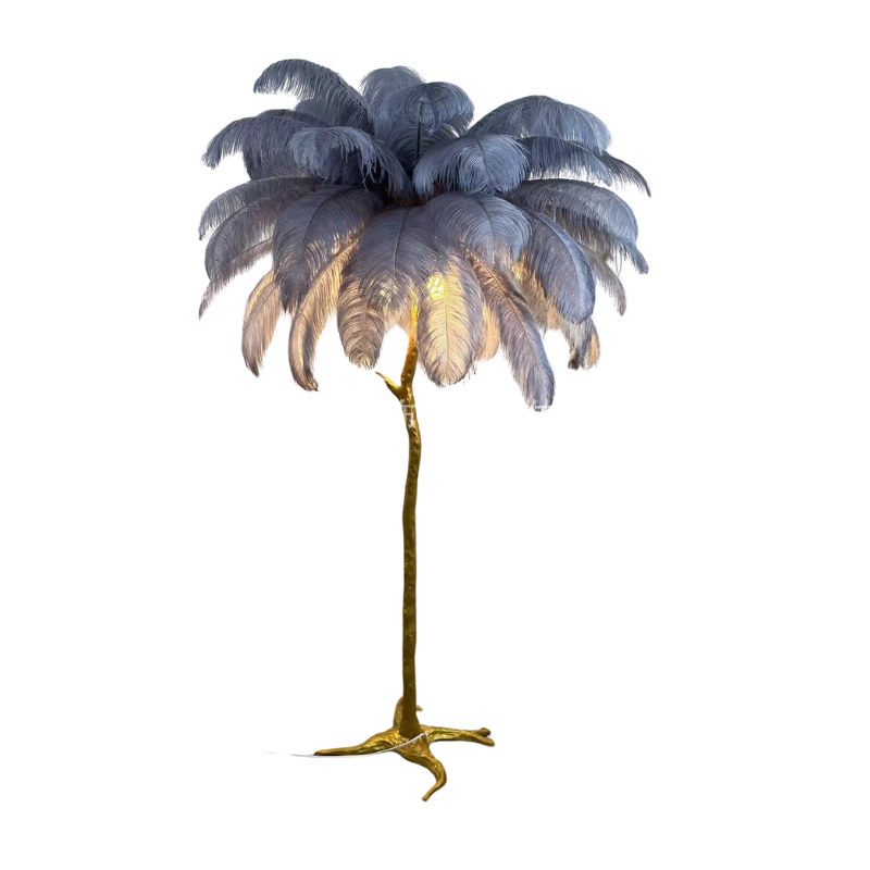 Tall Natural Feather Standing Lamp