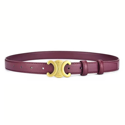 Luxury Leather Belt with Golden Buckle