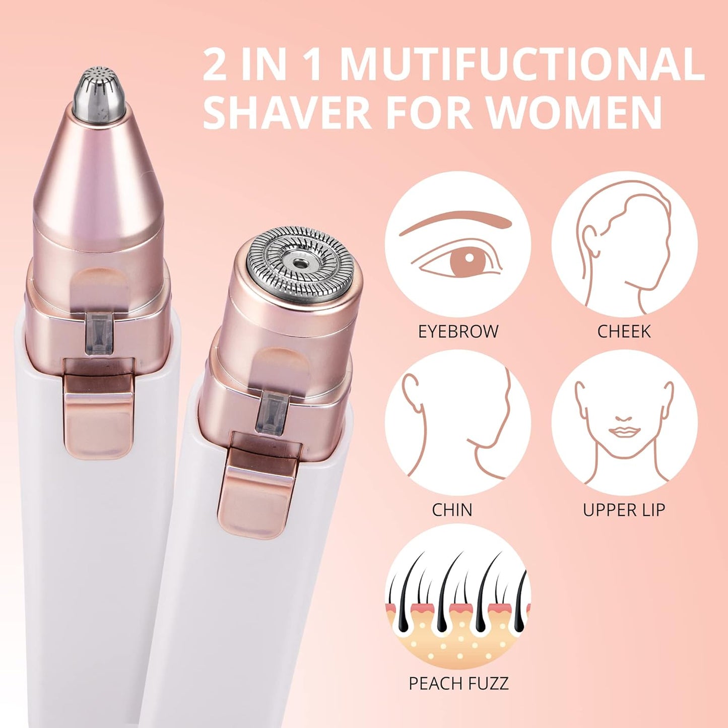 2 in 1 Eyebrow Trimmer and Facial Hair Removal
