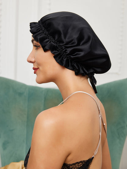 Soft Silk Sleep Cap with Satin Ribbon