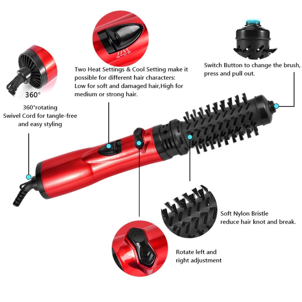 2 in 1 Rotating Electric Hair Straightener Brush