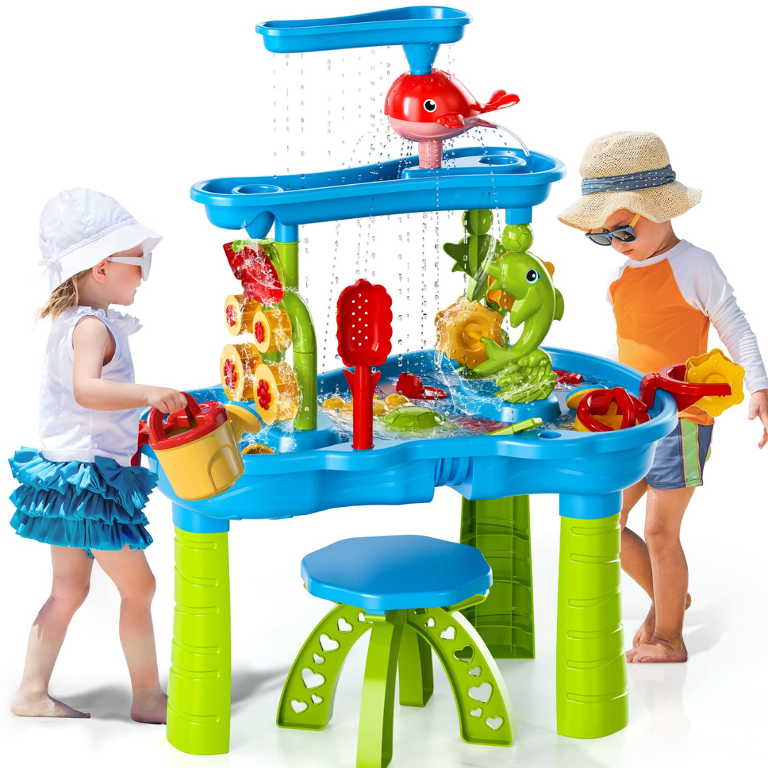 Kids Outdoor Play Table with Sandbox and Water Tray - Glamry