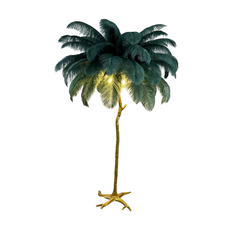 Tall Natural Feather Standing Lamp