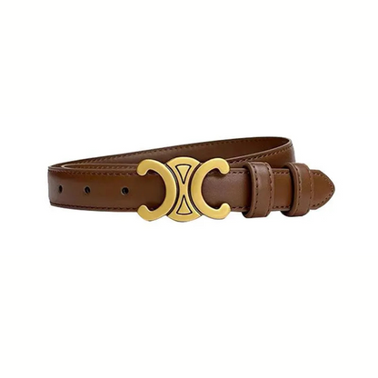 Luxury Leather Belt with Golden Buckle