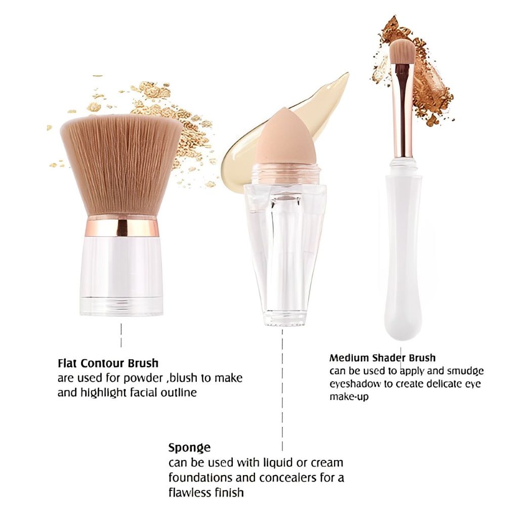 3 in 1 Portable Makeup Brush