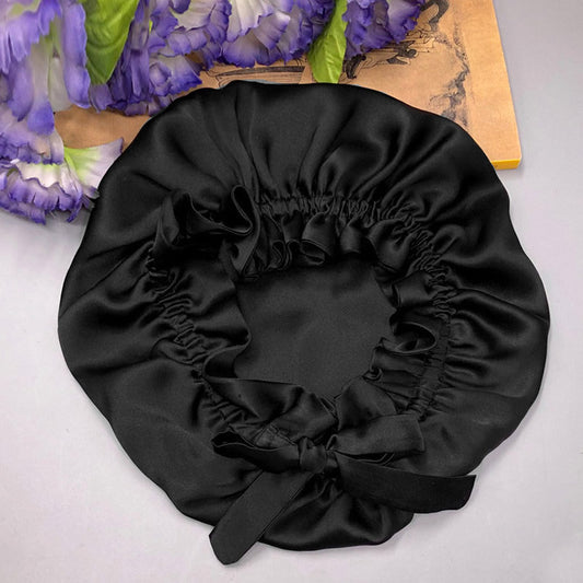 Soft Silk Sleep Cap with Satin Ribbon - Glamry