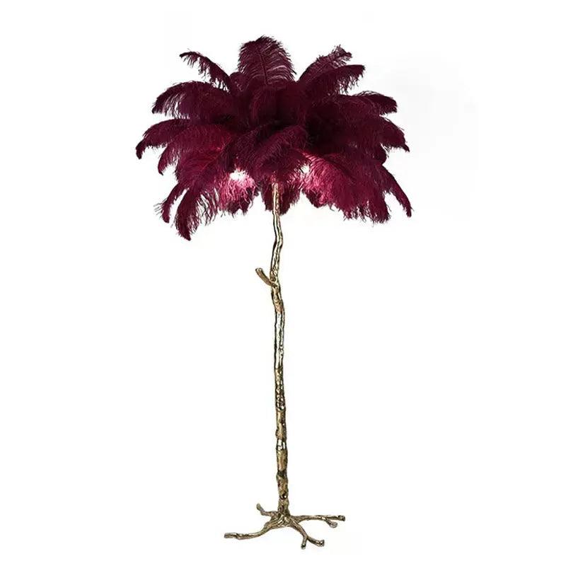 Tall Natural Feather Standing Lamp