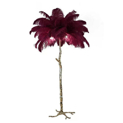 Tall Natural Feather Standing Lamp