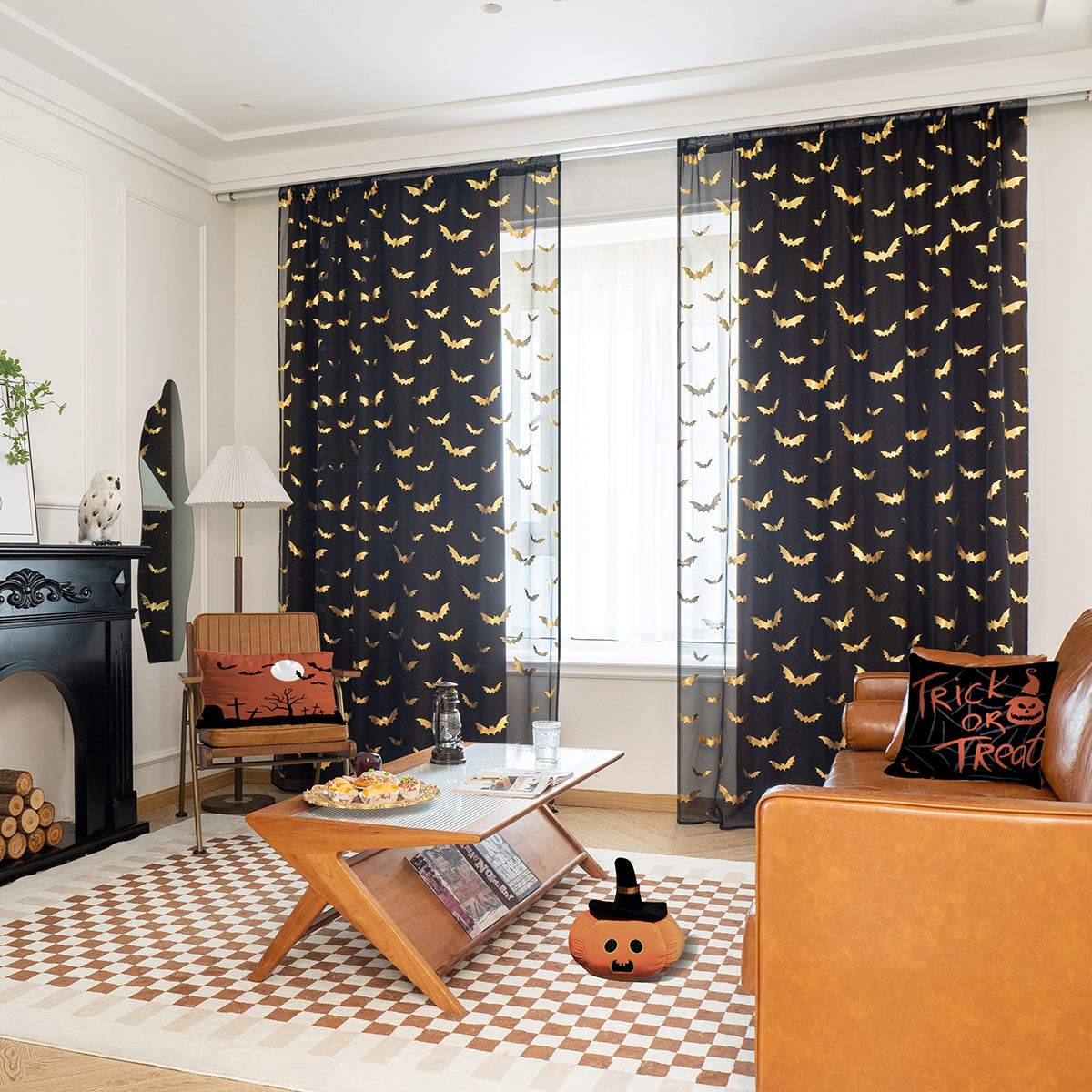 Dark Bat Blackout Window Curtains - Glamry