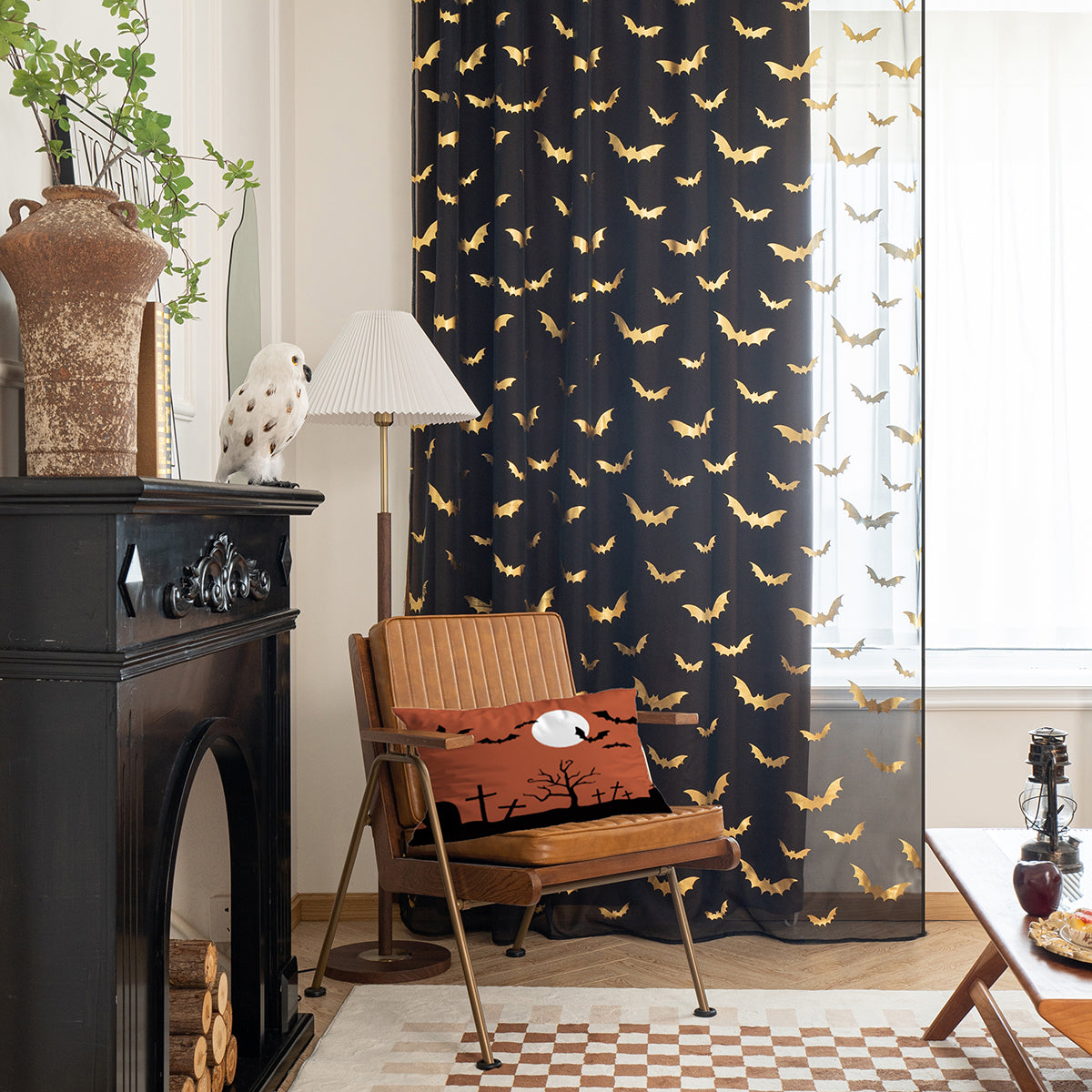 Dark Bat Blackout Window Curtains