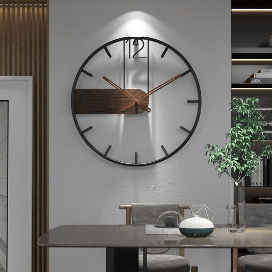 Contemporary Metal and Wood Wall Clock - Glamry