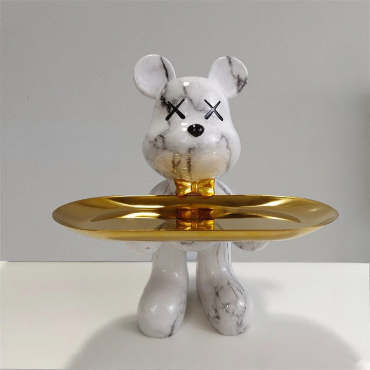 Adorable Bear Figurine Serving Tray