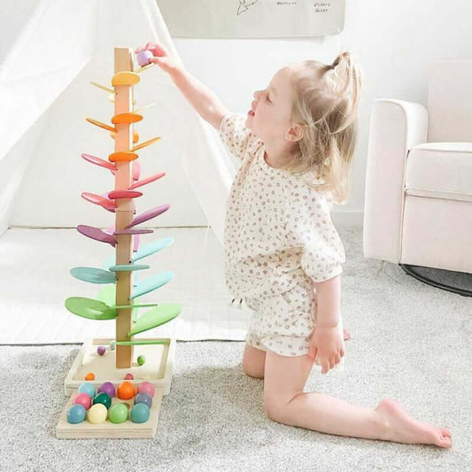 Colorful Sound Tree Wooden Marble Run Toy - Glamry