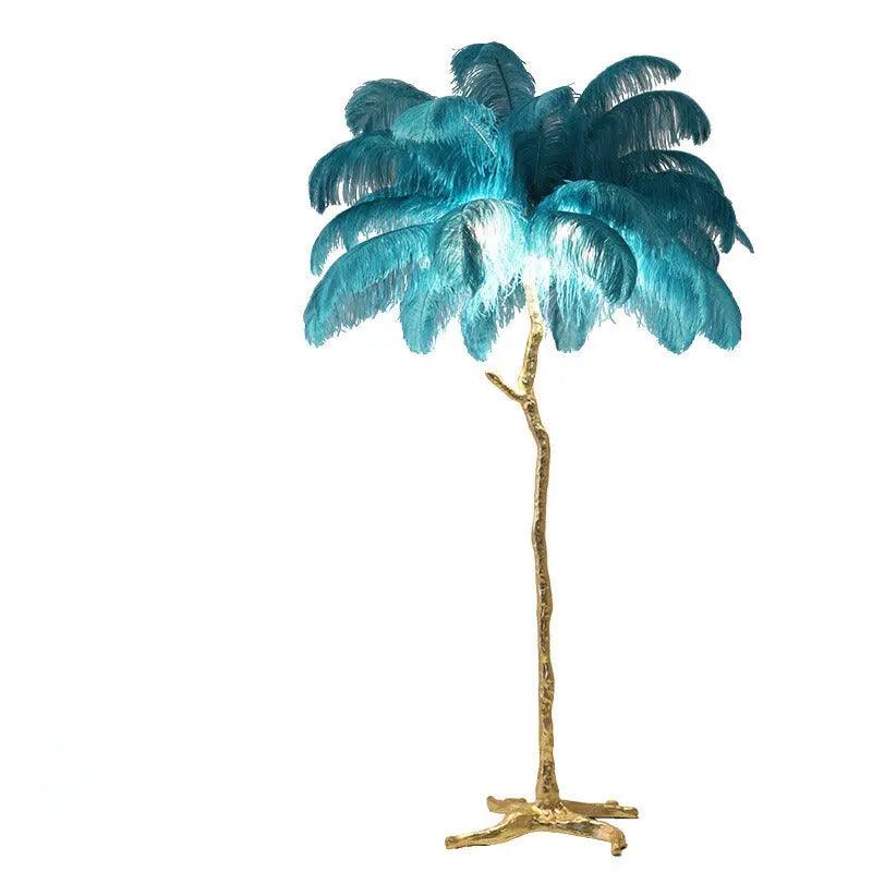 Tall Natural Feather Standing Lamp