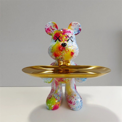 Adorable Bear Figurine Serving Tray