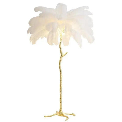 Tall Natural Feather Standing Lamp