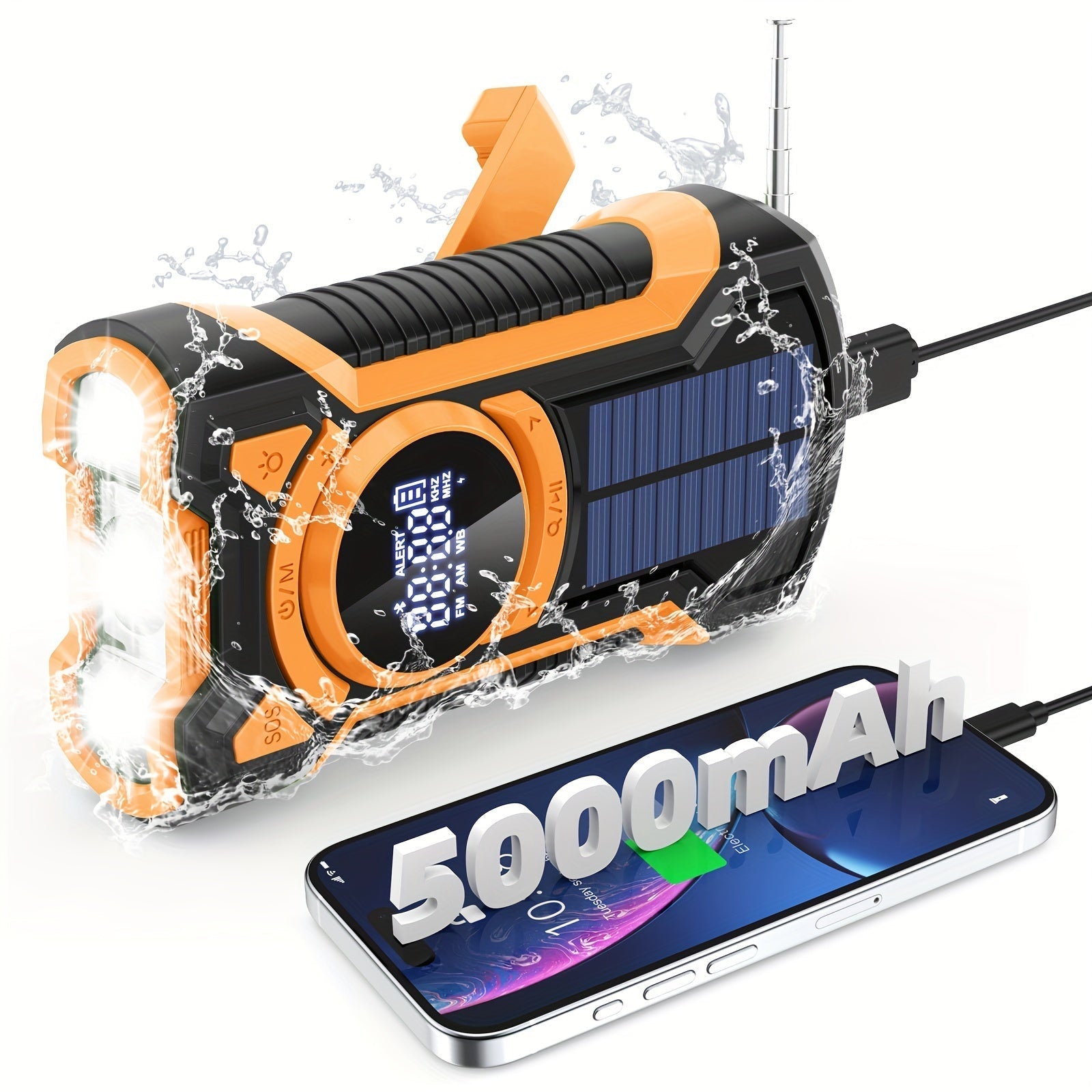 Portable Outdoor Radio with Flashlight and USB Charger - Glamry