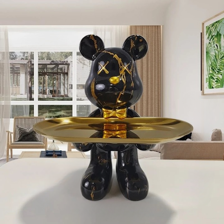 Adorable Bear Figurine Serving Tray