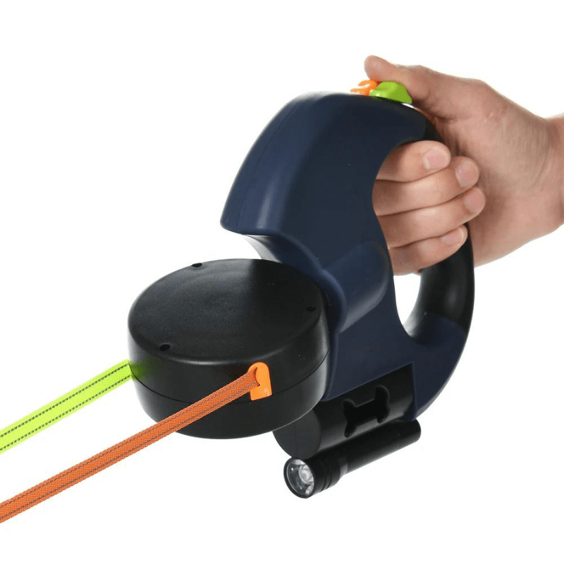 Durable Dual Dog Leash with LED Flashlight, 360° Swivel - Glamry