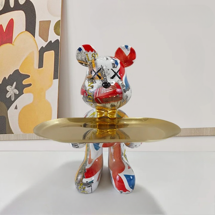 Adorable Bear Figurine Serving Tray