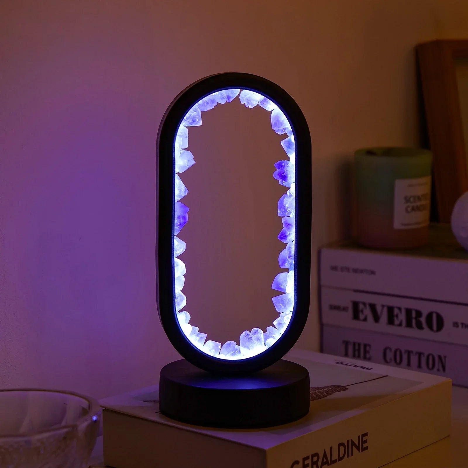 Calming Purple Crystal Desk Lamp for Peaceful Rooms - Glamry