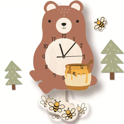 Fun Kids Colorful Pendulum Wall Clock