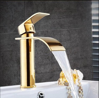 Luxury Chrome Waterfall Bathroom Sink Tap Mixer