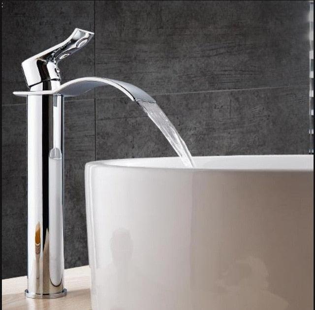 Luxury Chrome Waterfall Bathroom Sink Tap Mixer