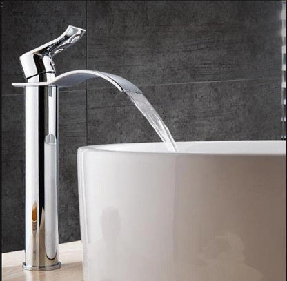 Luxury Chrome Waterfall Bathroom Sink Tap Mixer