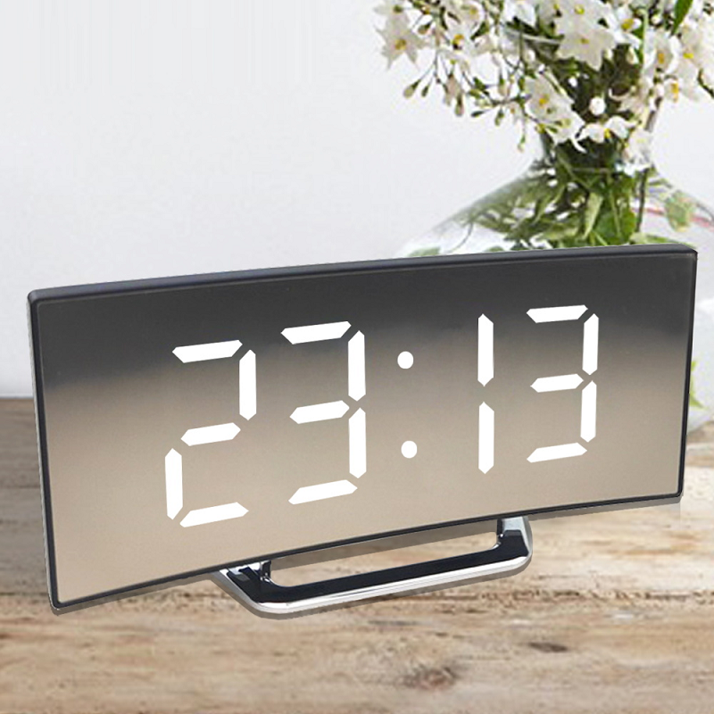 Big Screen Digital Alarm Clock with Sleek Curve Design - Glamry